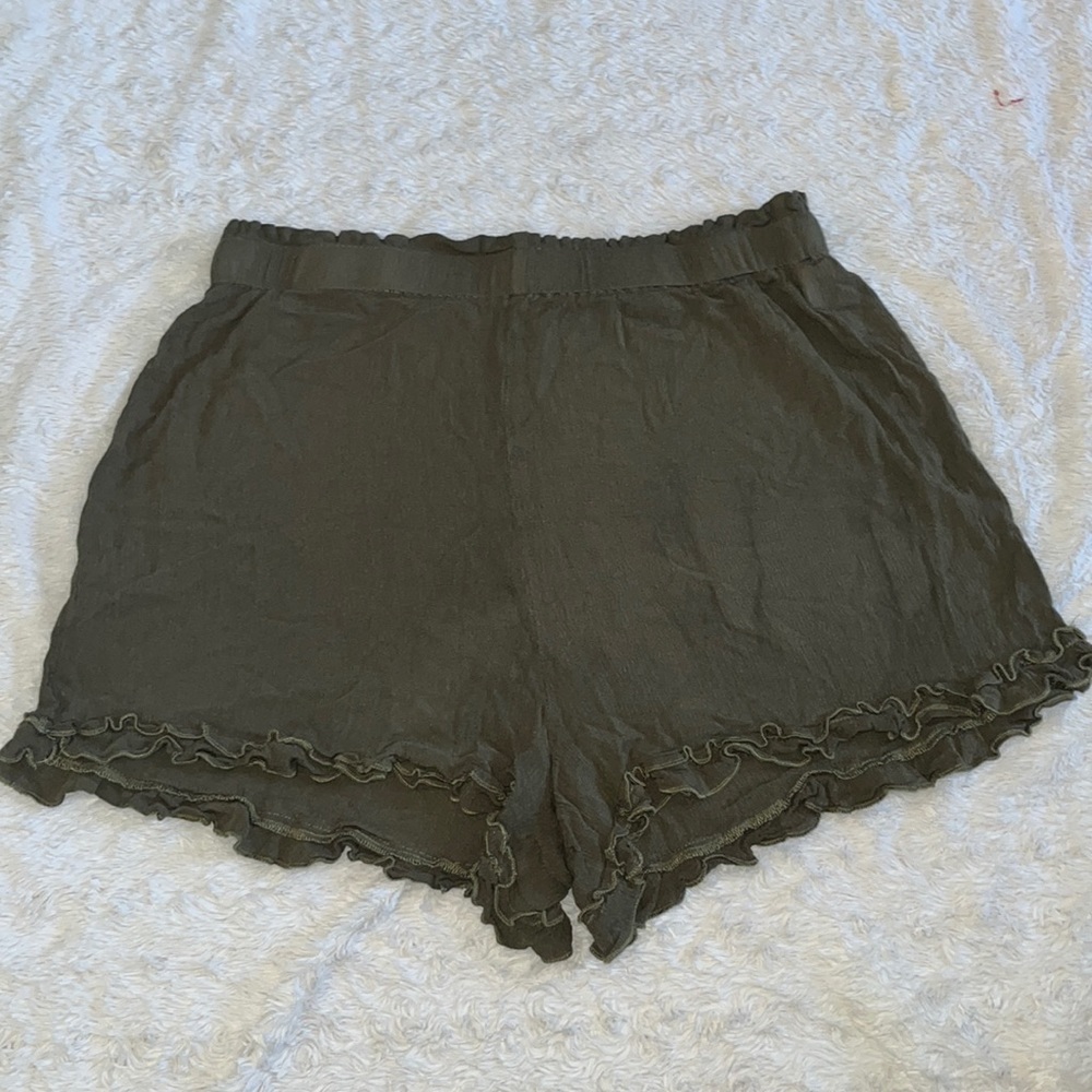 Olive green high rise shorts